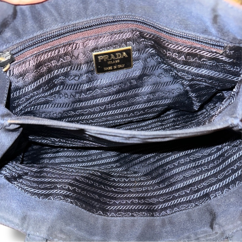 Authentic Prada Black Nylon Tote with Gold-Tone Handles - Picture 7 of 8